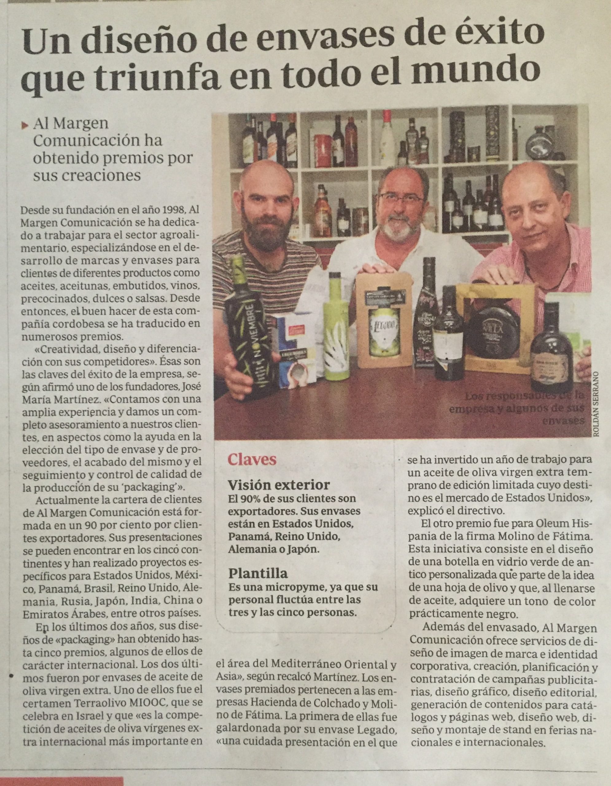 Nuestros premios de packaging noticia en ABC Córdoba