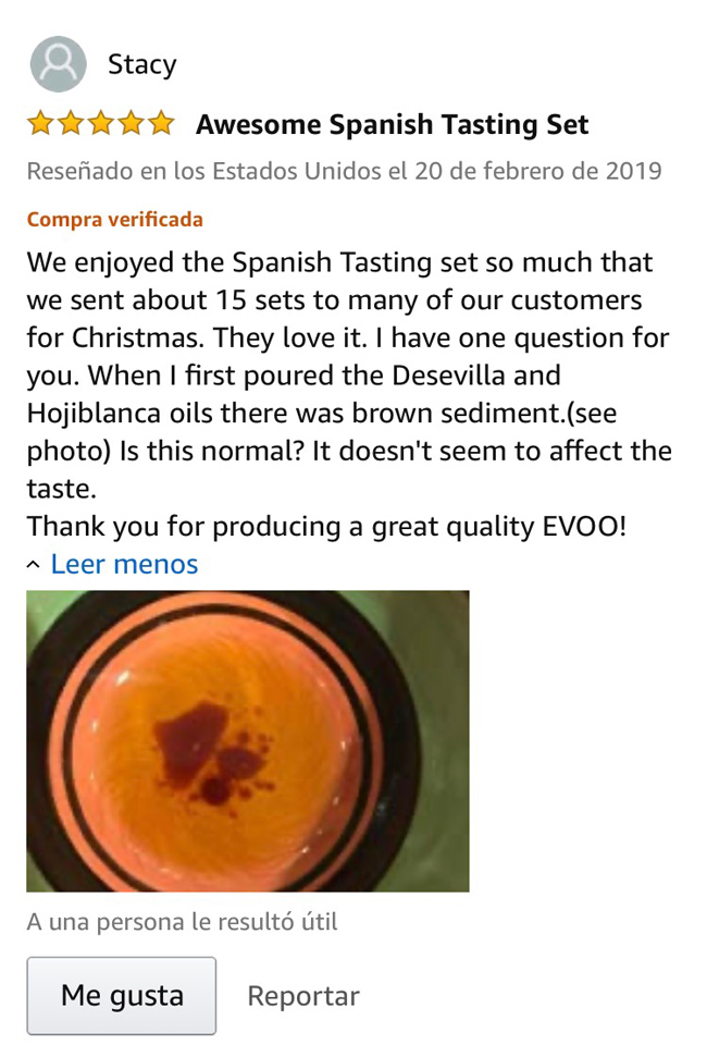 comentarios en Amazon aceite Gringo Cool