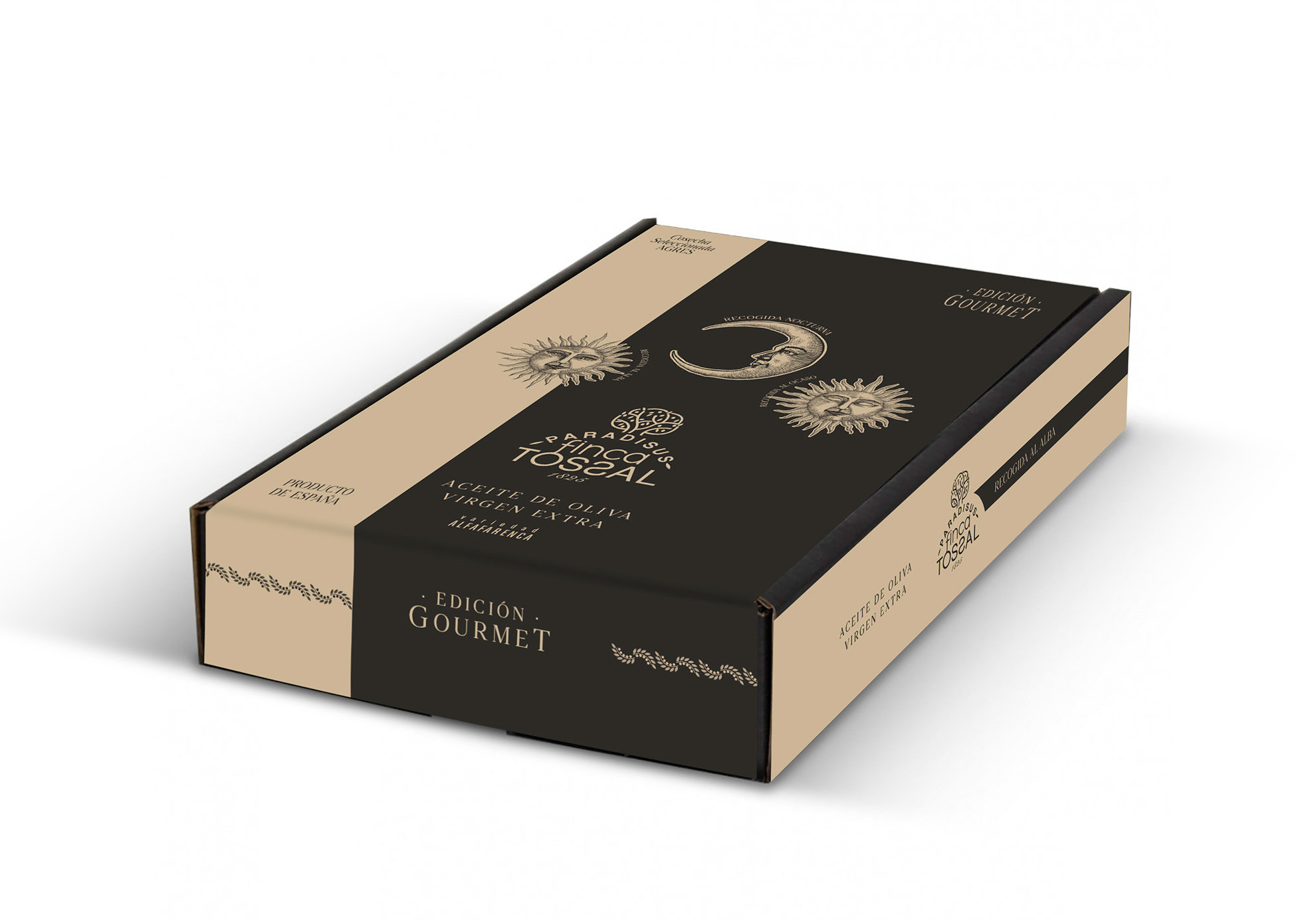 Paradisus Finca Tossal. Caja tres botellas envio aceite mensajería