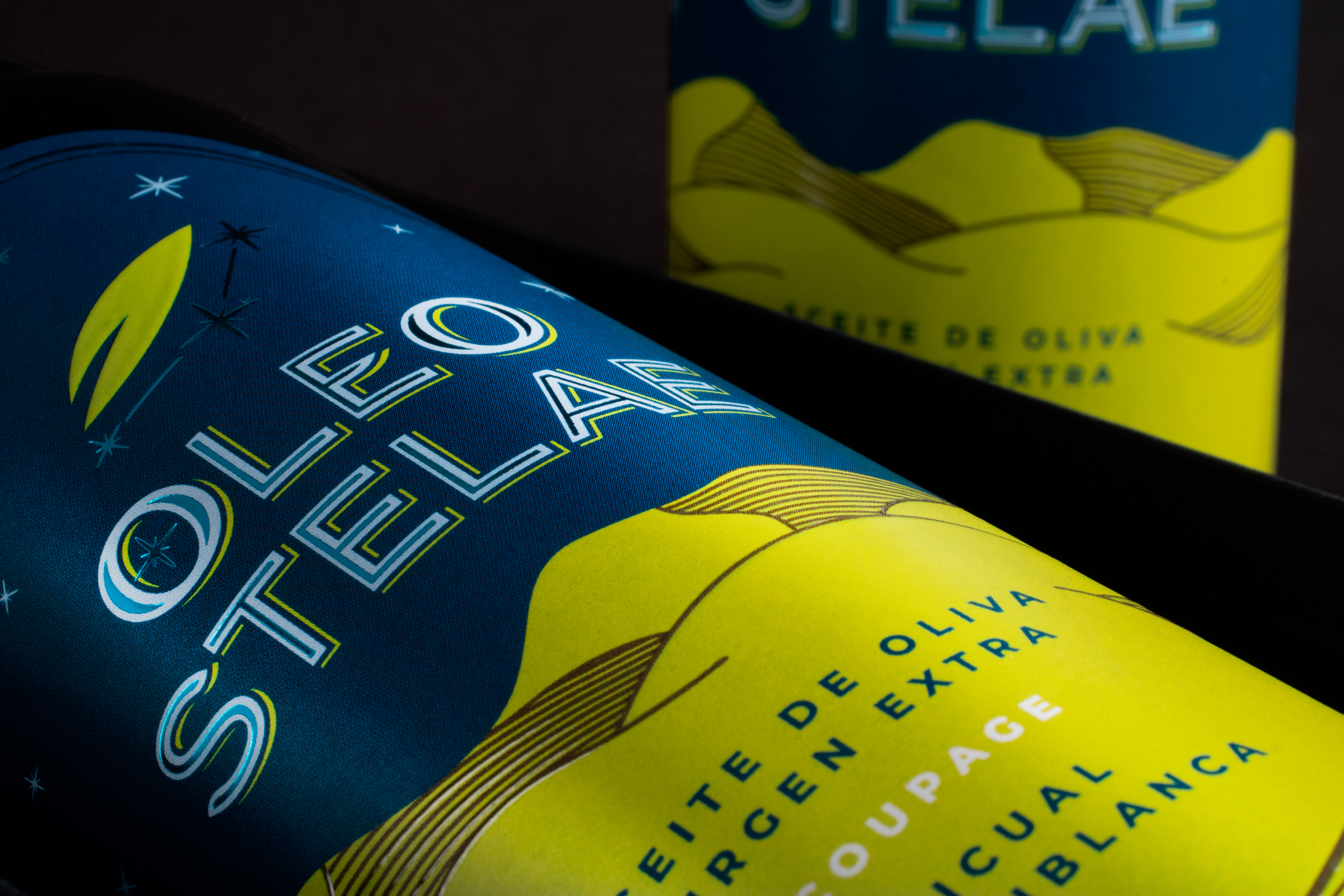 Oleo Stelae diseño de etiqueta para aceite