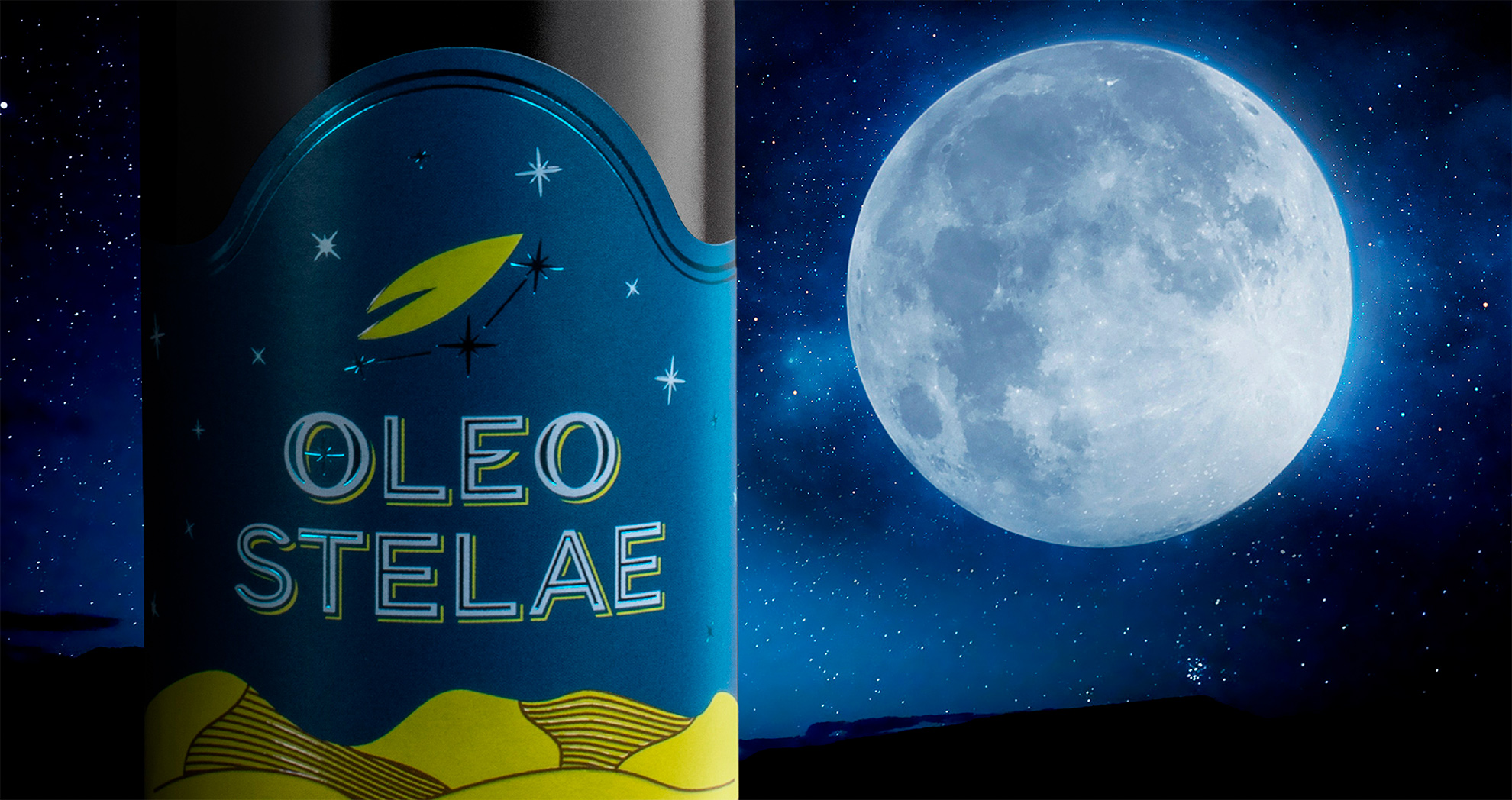 Oleo Stelae diseño de etiqueta para aceite