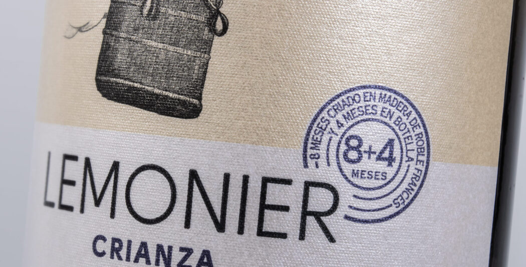 Diseño etiqueta vino tinto Lemonier para Bodegas Delgado