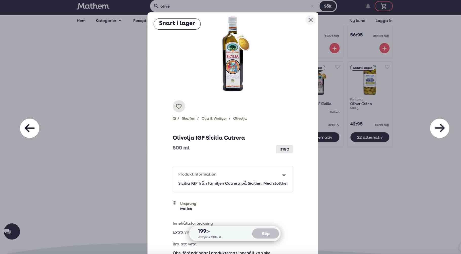 El mercado del Aceite de Oliva en Suecia